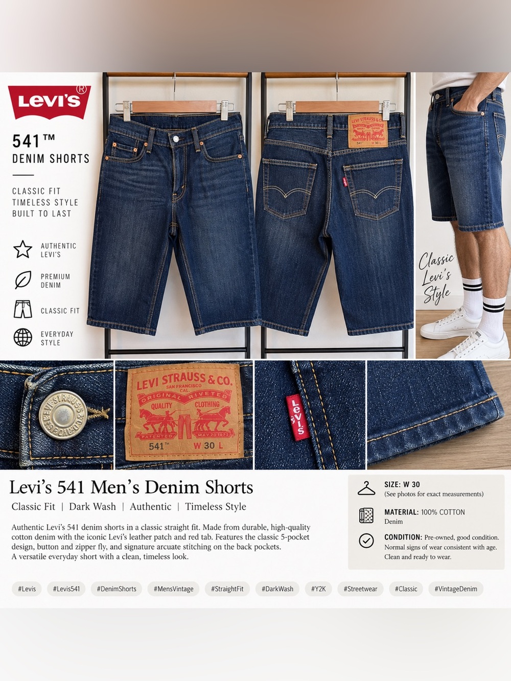 Levi's Men’s Denim Shorts - Dark Blue Wash